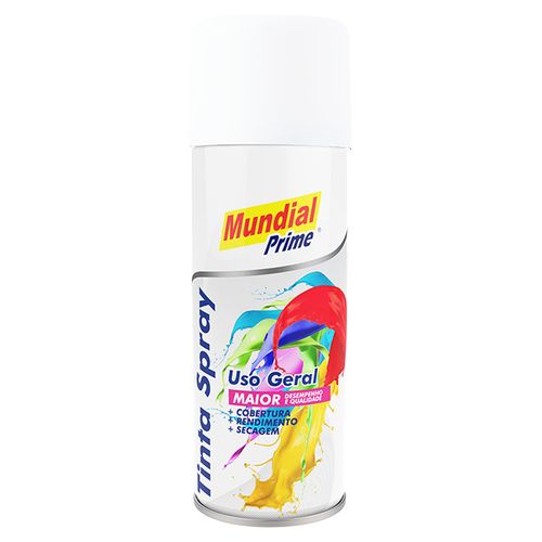 Tinta spray 400 ml uso geral branco fosco - Mundial Prime