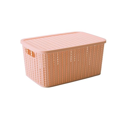Caixa retangular 4,7 l trama B2 com tampa rosa - Plasútil