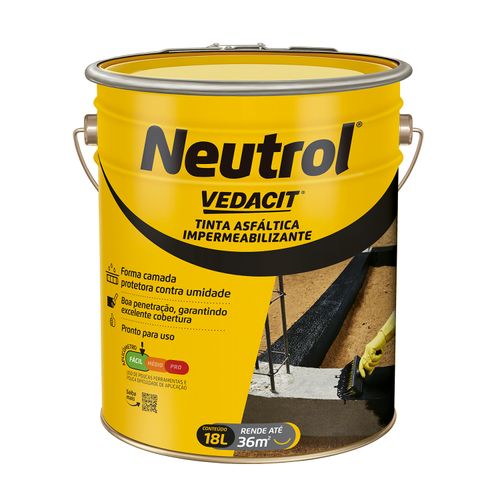 Neutrol impermeabilizante 18 l tinta asfaltica preto - Vedacit