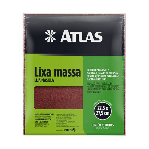 Lixa massa P100 FL 225X275 vermelha - Atlas