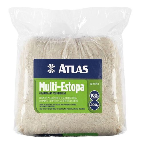 Estopa para polimento 15X8,8X20 cm 200 g 100% algodão branco - Atlas