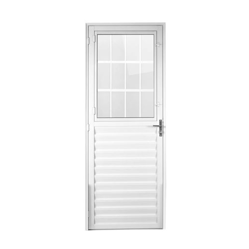 Porta postigo 0,8X2,10 m aluminio direita vidro liso SPP branco - Fênix