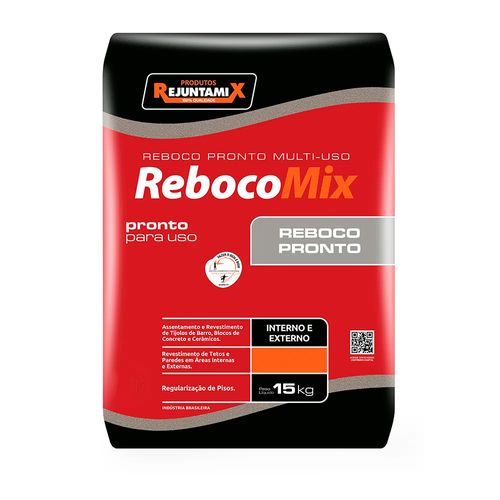 Reboco pronto para uso 15 kg rebocomix cinza - Rejuntamix
