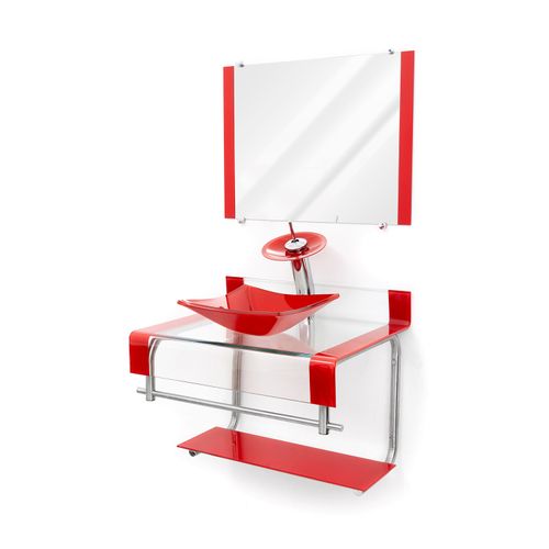 Kit gabinete curvo palermo 60 cm vermelho - Vildrex